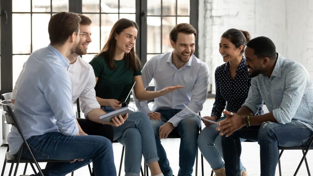 A group of millennials discussing what job is right for them